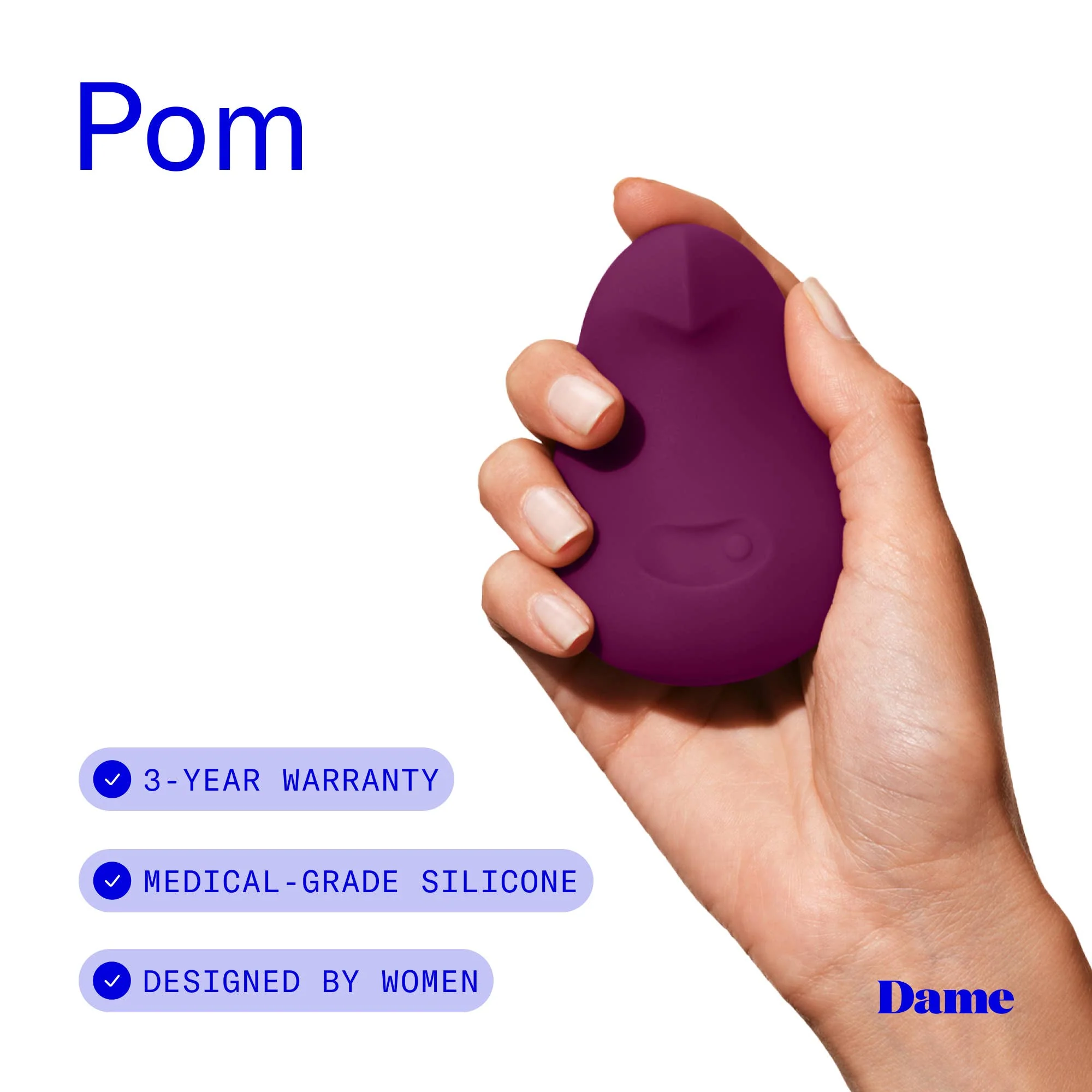 Pom Vibrator - Plum | Flexible Palm Clitoral Massager - Image 3